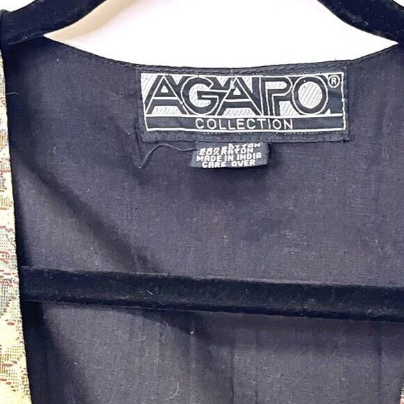 Vintage 80s AGAPO COLLECTION Vest Large Multicolor Tapestry Floral Button Front - Picture 2 of 5